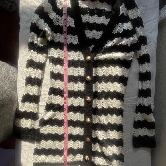 L'AGENCE Zig Zag Striped Joan Knit Cardigan V-Neck  6 Button Front Sz Small - Picture 14 of 16